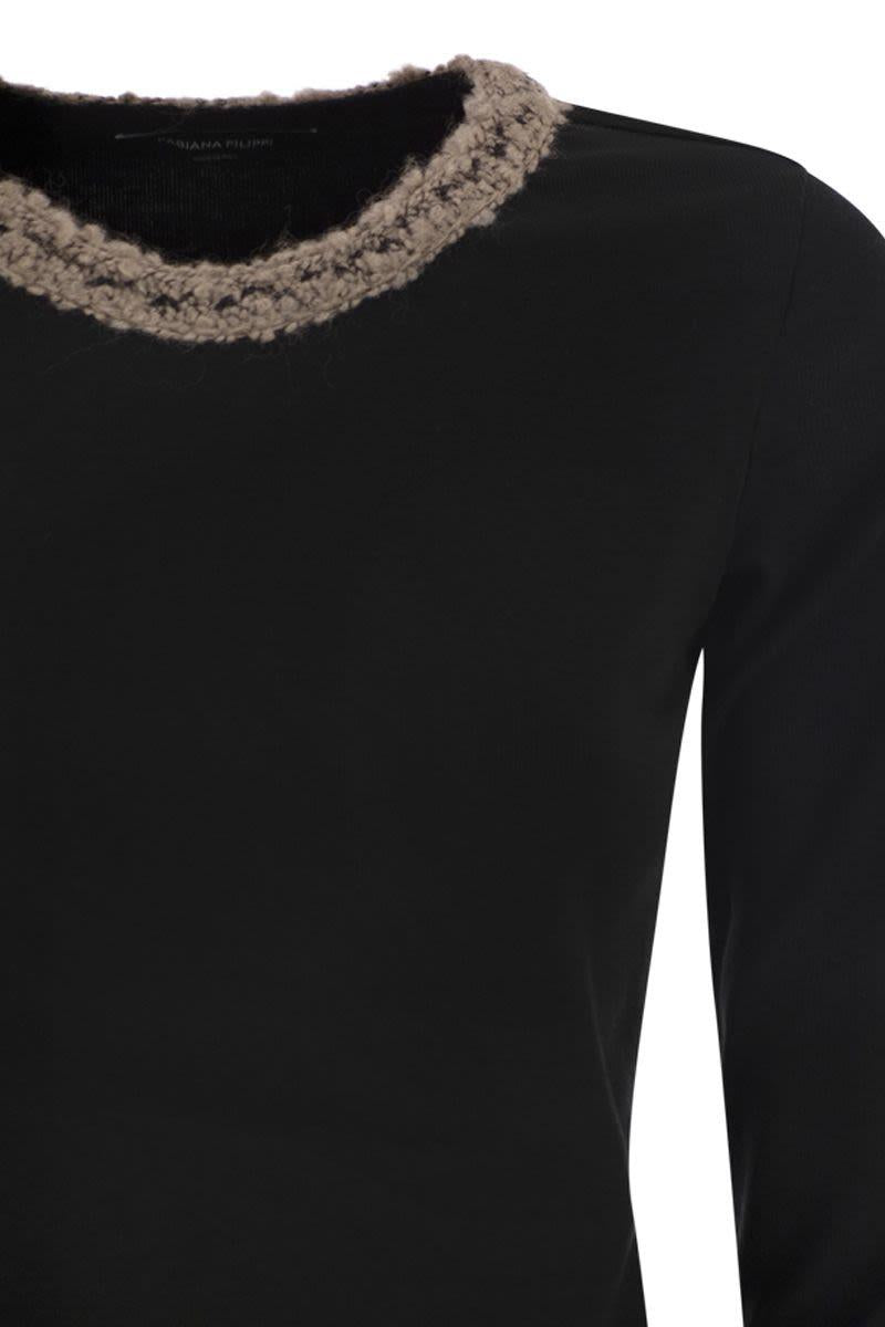 Fabiana Filippi – T-shirt med 3/4-ärm och halsringning