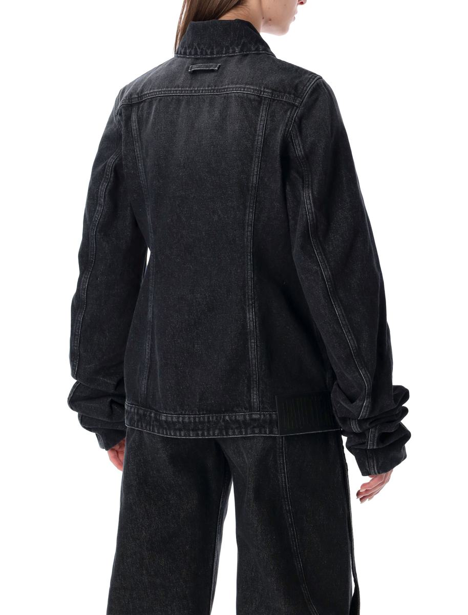Jean Paul Gaultier svart jeansjacka med överdimensionerade ärmar