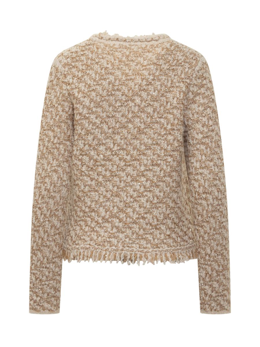 Fabiana Filippi Beige Bouclé-jacka med fransar från Fabiana Filippi