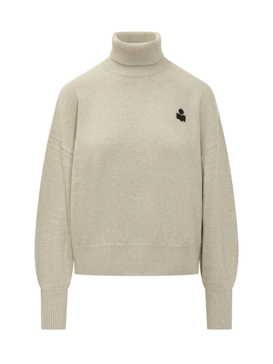 Isabel Marant Étoile Ull Turtleneck Med Logotyp Svart Marant Étoile