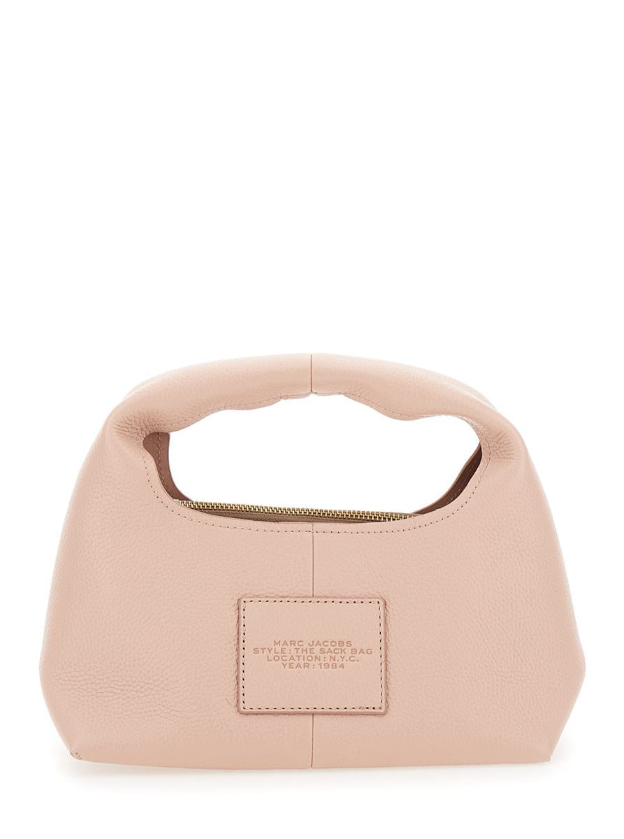 'The Mini Sack' Rosa handväska med logotyp framtill i läder för kvinnor