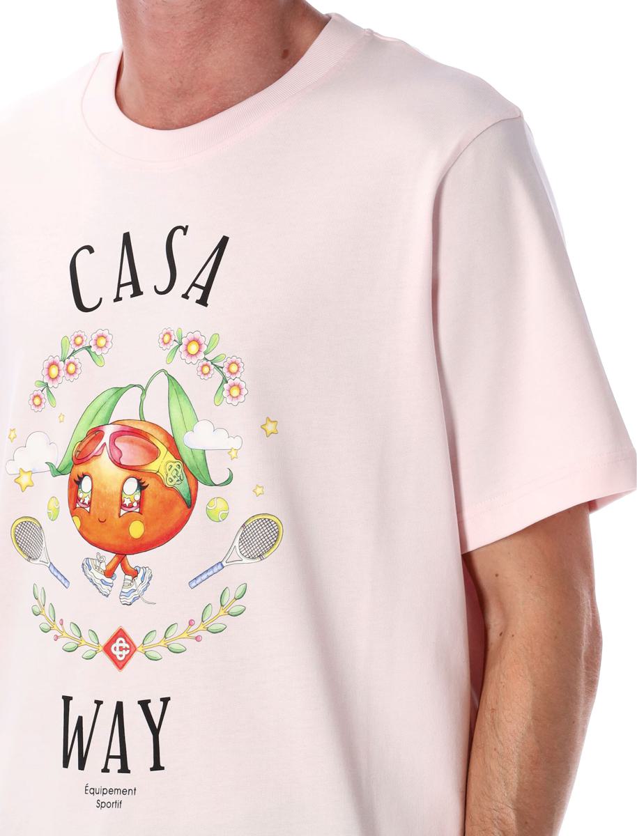 Casablanca ljusrosa Casa Way orange maskot t-shirt