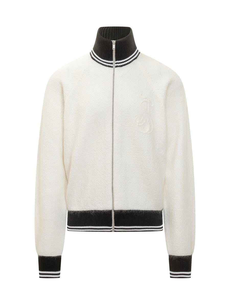 Jil Sander Jil Sander tvåfärgad stickad jacka med dragkedja