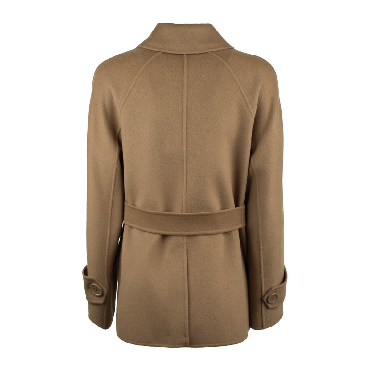 Max Mara kort kamelfärgad trenchcoat i dubbel ull