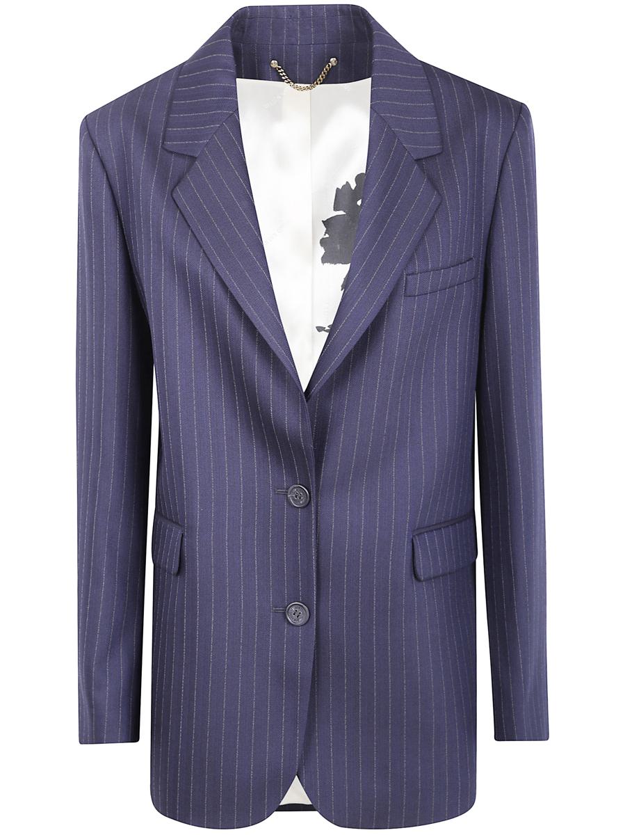 Golden Goose "Journey W`S" Enkelknäppt Överjacka Pinstripe Kläder