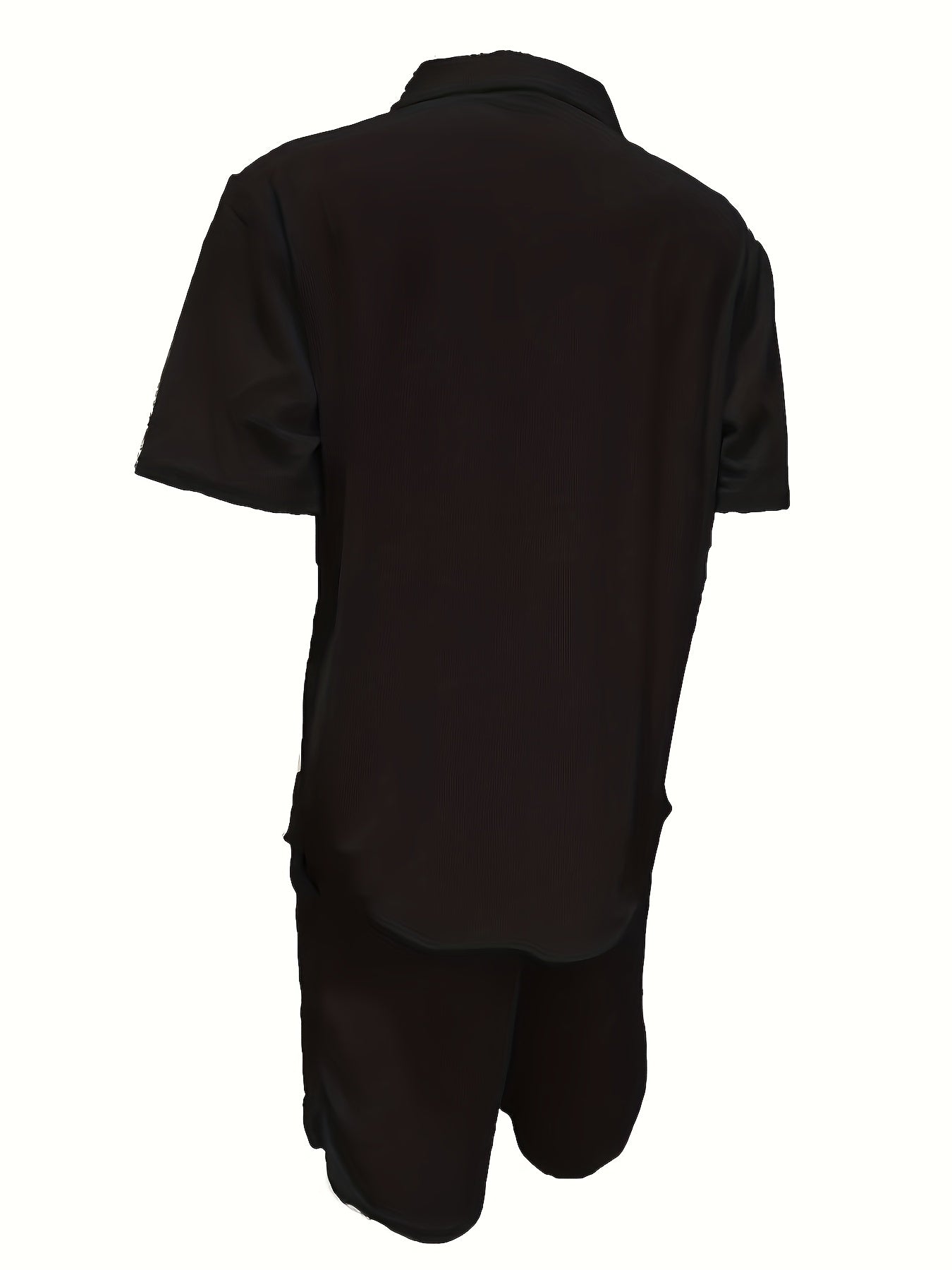2 Peças Conjunto Casual Masculino de Verão, Camisa Manga Curta com Calça de Cordão och Tecido Não Elástico, Corte Regular för Uso Diário e Praia, Cor Sólida