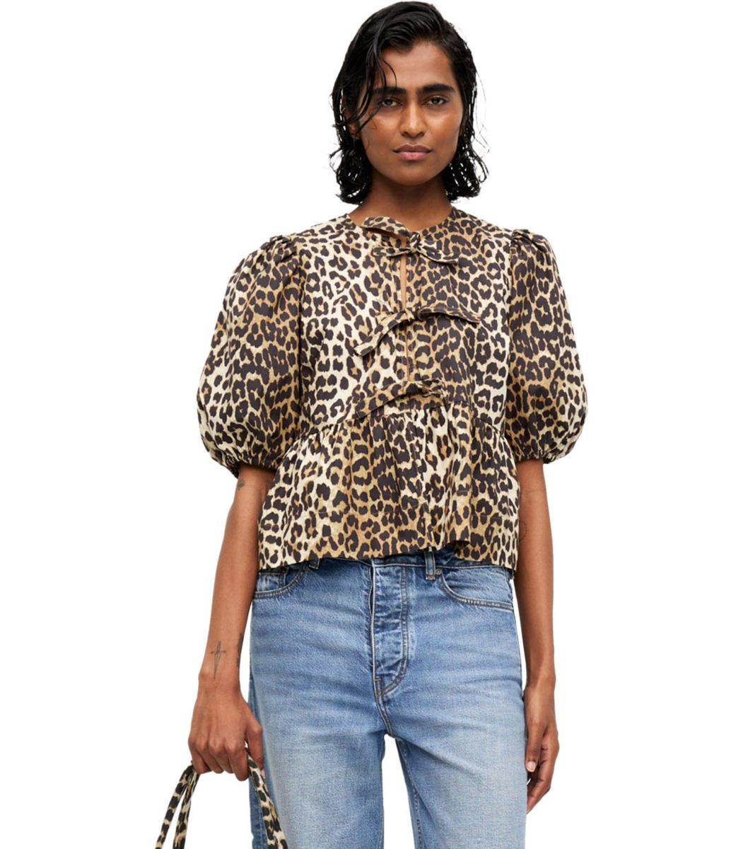Ganni Peplum Djurmönstrad Blus