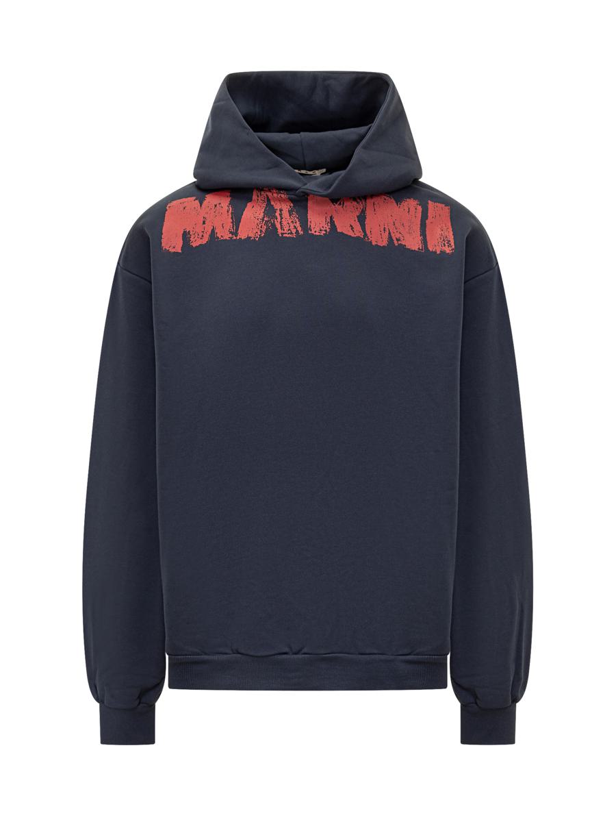 Marni Marni Hoodie Med Röd Logotyp