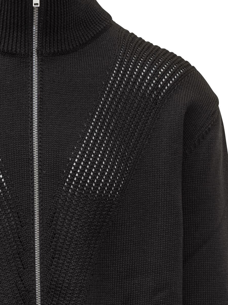 Jil Sander Svart Kofta I Teknisk Stickad Jil Sander