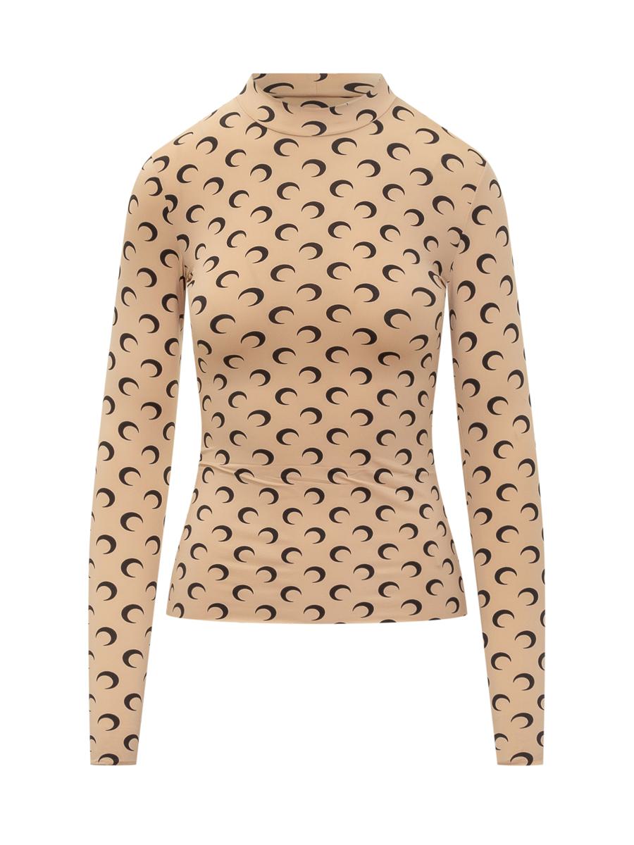 Marine Serre Beige Topp Med Måntryck Över Hela Från Marine Serre