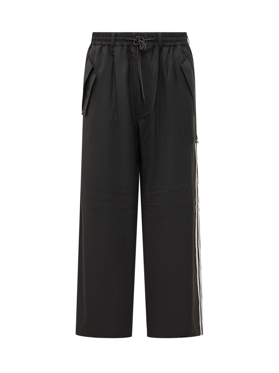 Y-3 Adidas Svarta Baggy Byxor Med Sidoband Y-3