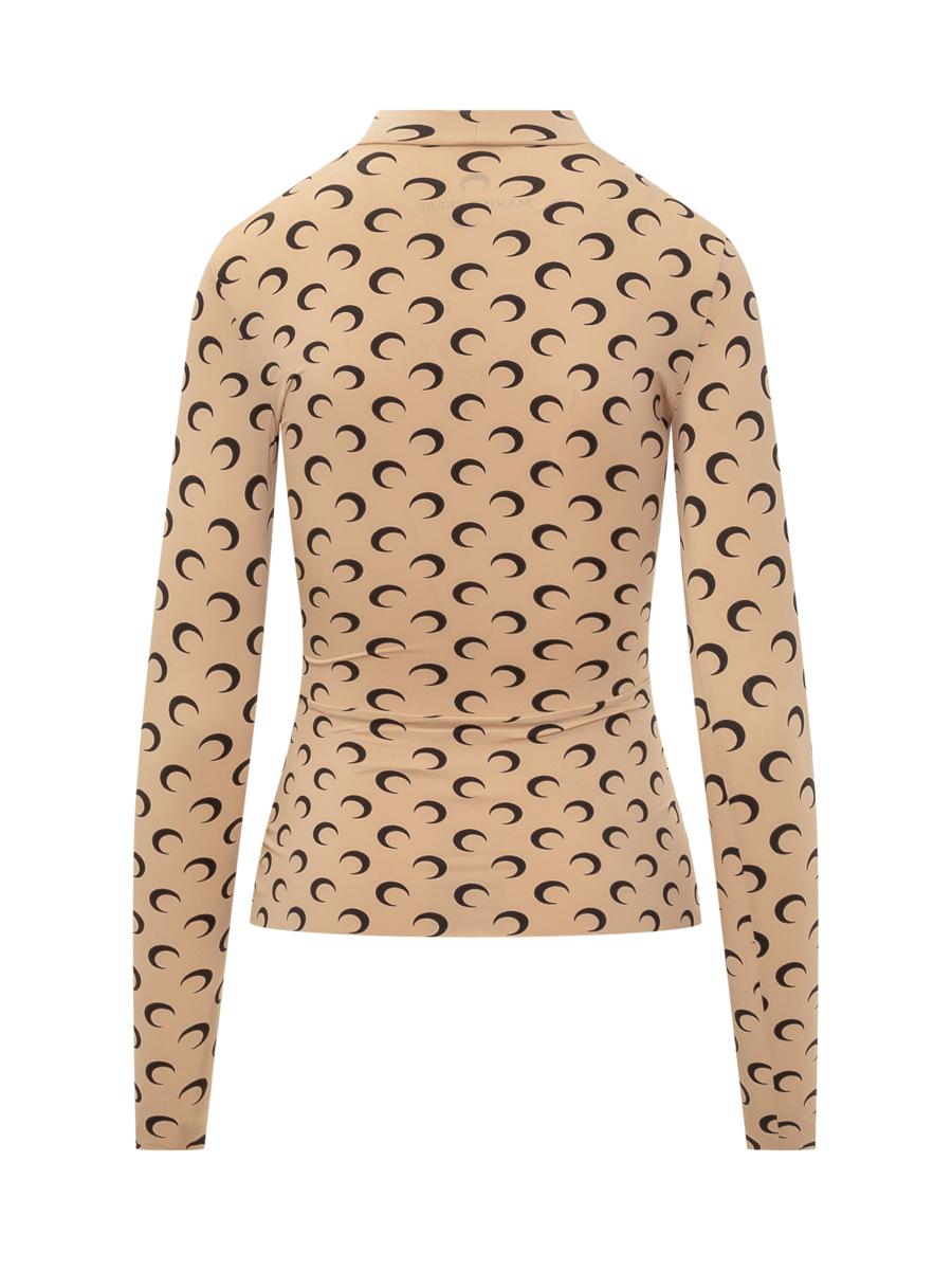 Marine Serre Beige Topp Med Måntryck Över Hela Från Marine Serre
