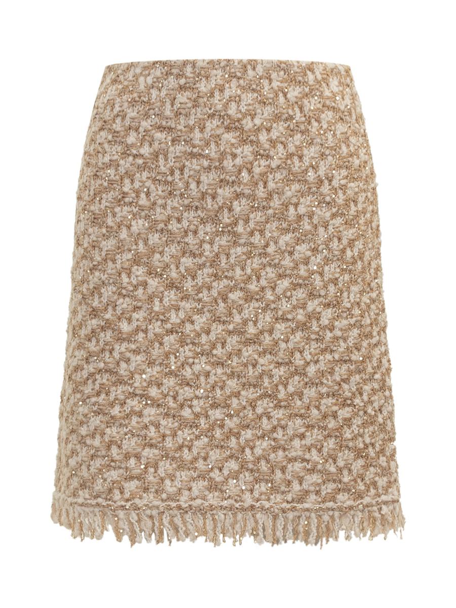Fabiana Filippi Beige Bouclé minikjol med fransar av Fabiana Filippi