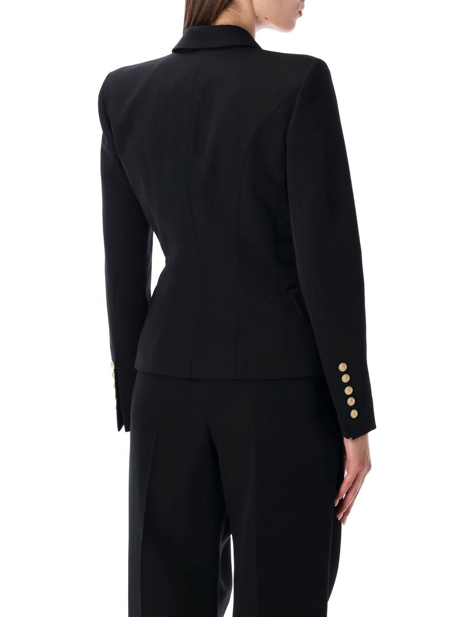Balmain Svart Grain De Poudre Skräddarsydd Kavaj med 6 Knappar