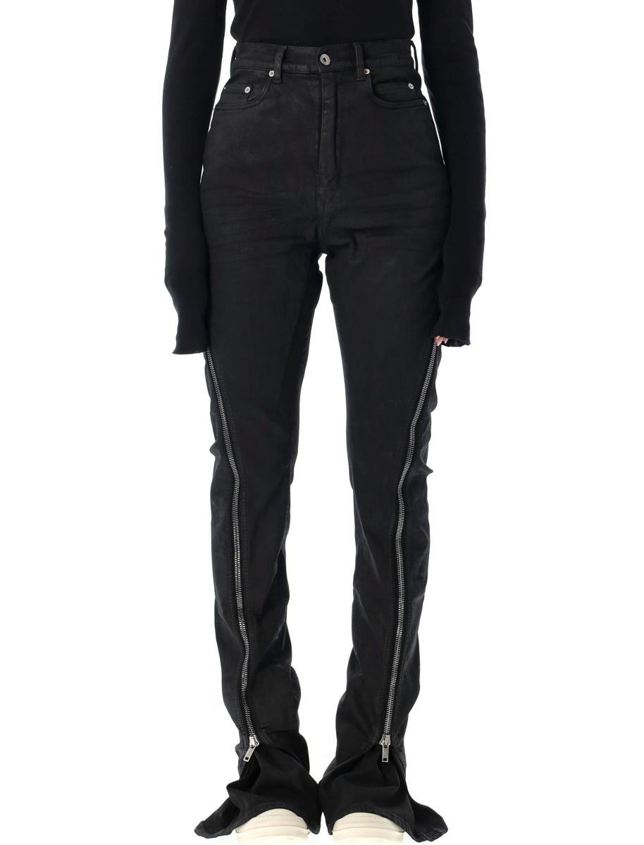 Rick Owens Drkshdw Bolan Banana Black Waxed Jeans