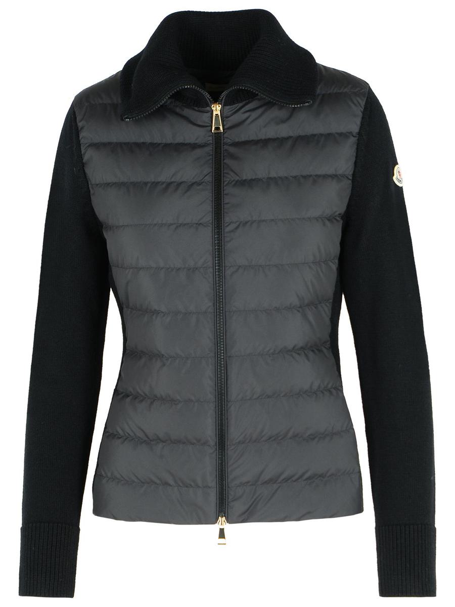 Moncler svart jacka i ullblandning