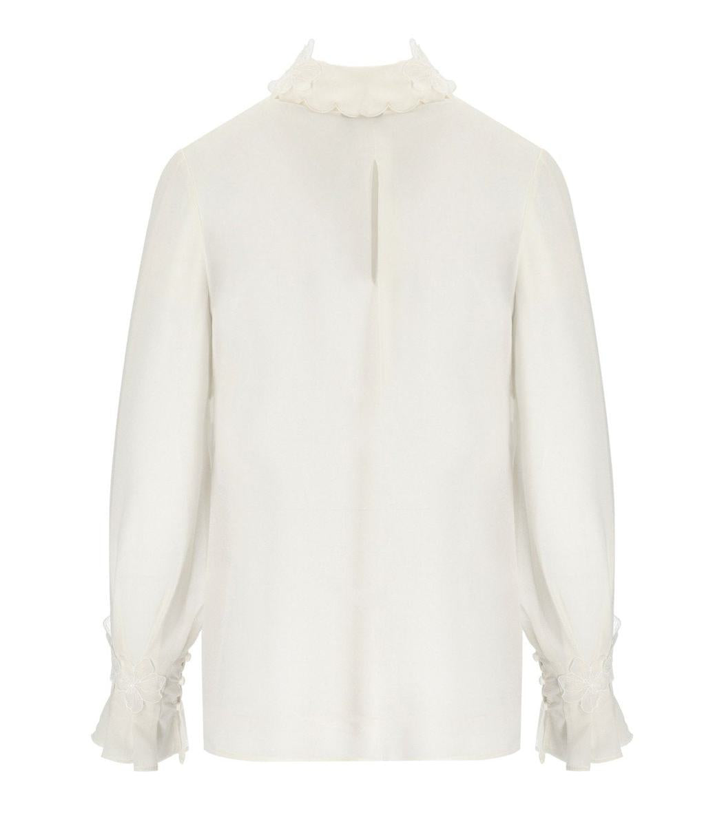 Elisabetta Franchi Ivory Georgette skjorta