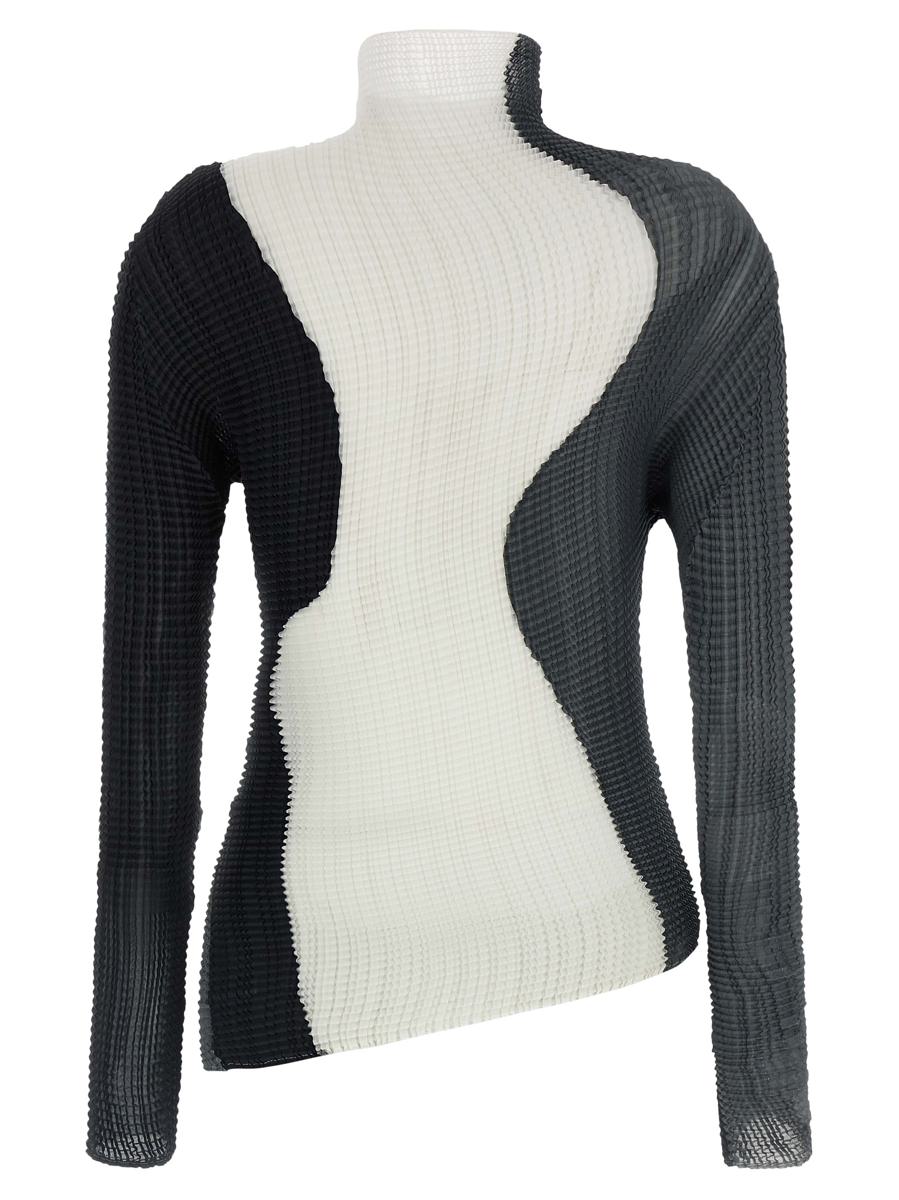 Issey Miyake blus med abstrakta veck