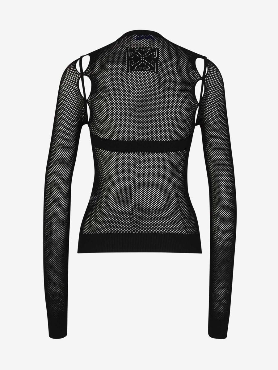 Off-white Strukturerad Genombruten Topp