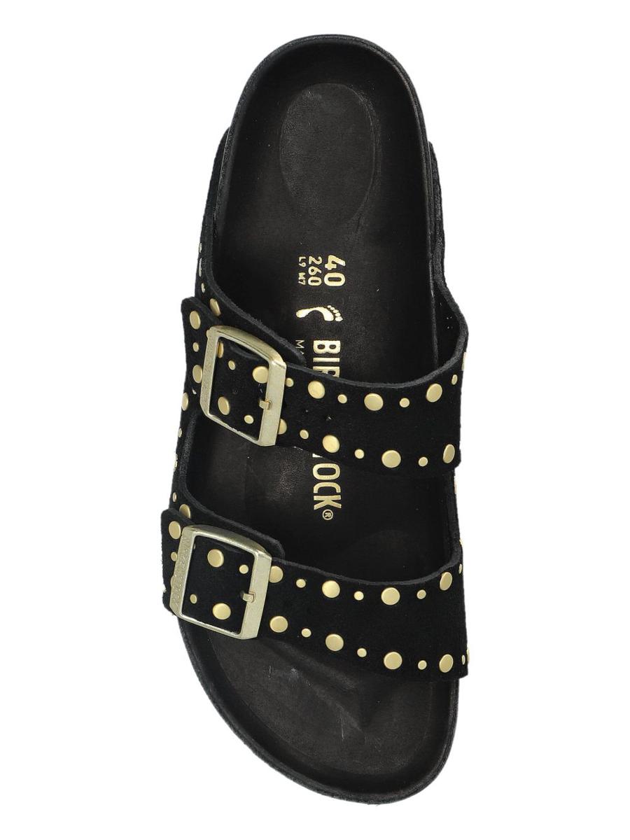 Birkenstock 'Florida' svarta lädertofflor