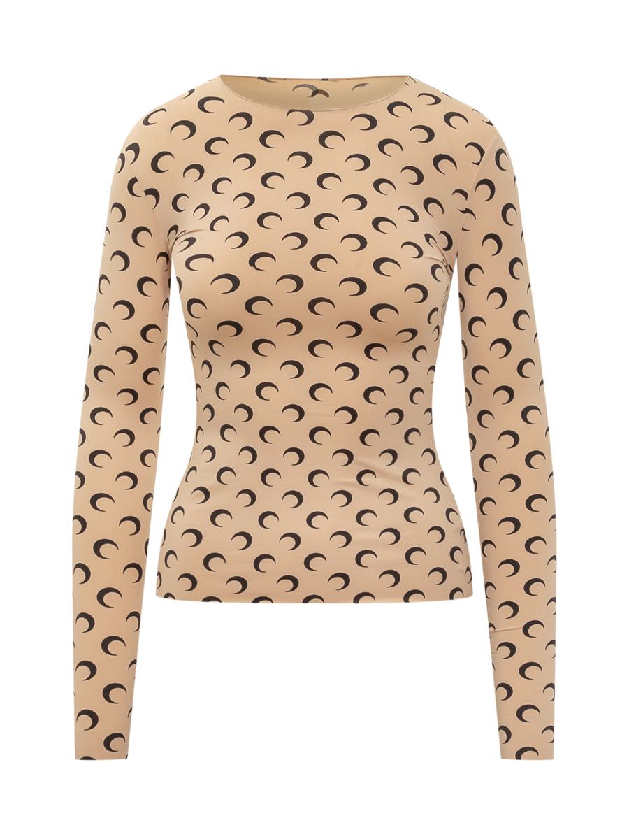 Marine Serre Beige Figursydd Topp Med Månmönster Från Marine Serre