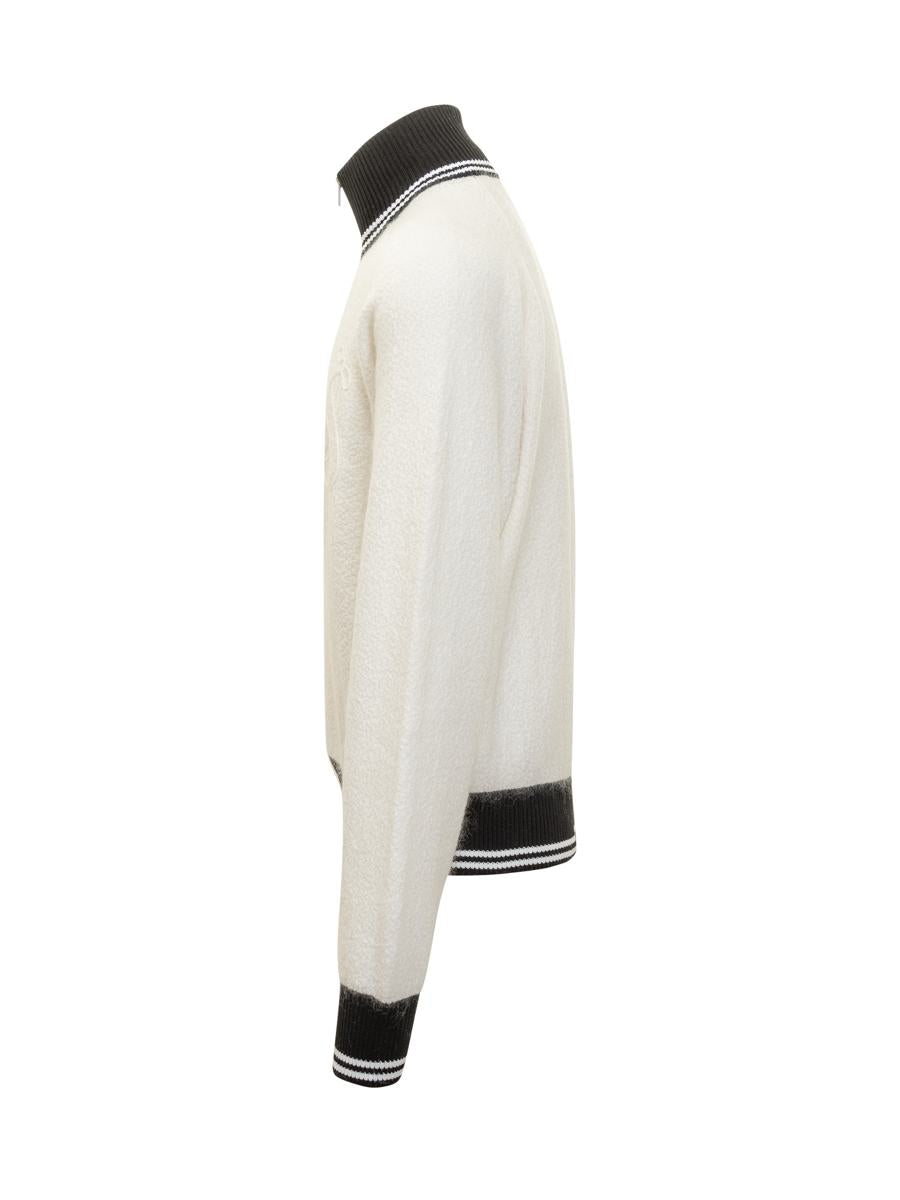 Jil Sander Jil Sander tvåfärgad stickad jacka med dragkedja