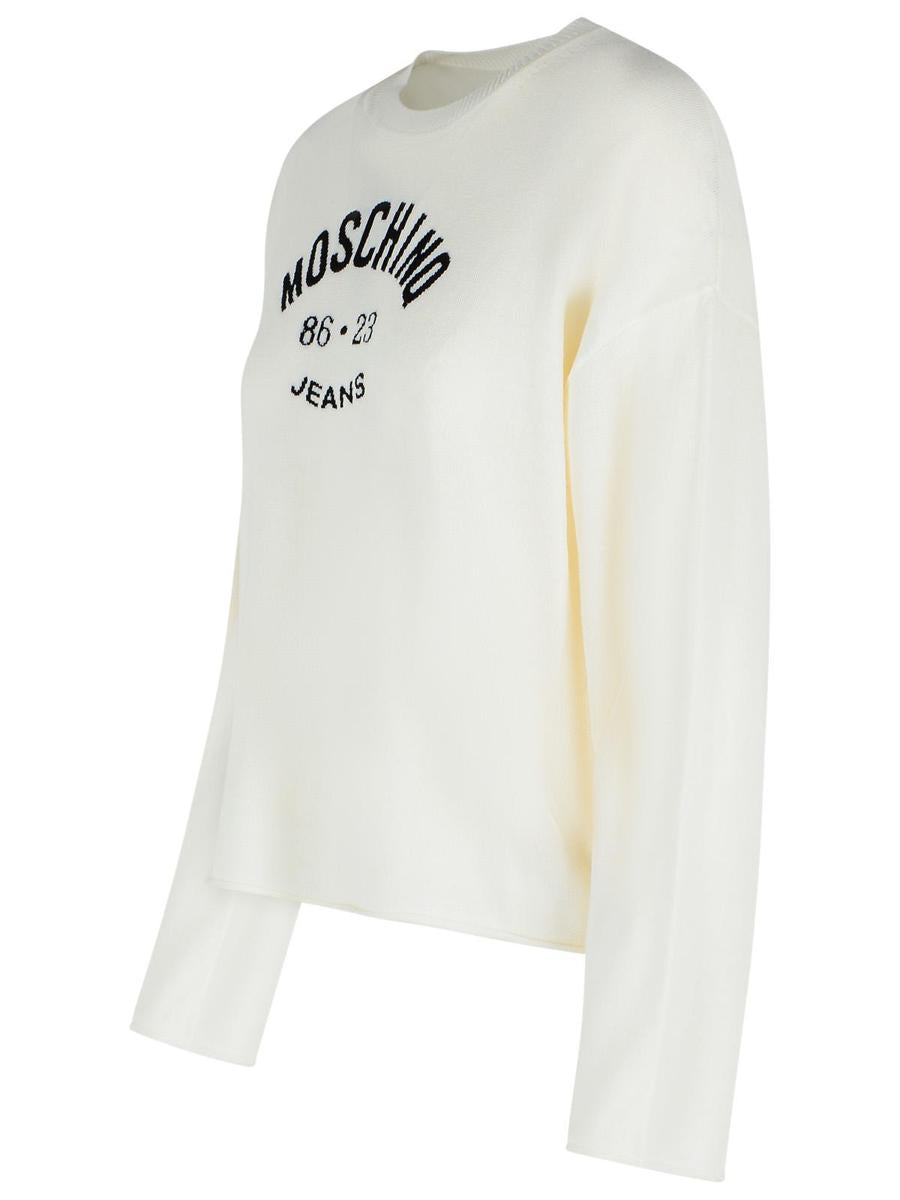 Moschino Jeans Elfenbensvit Virgin Ulltröja