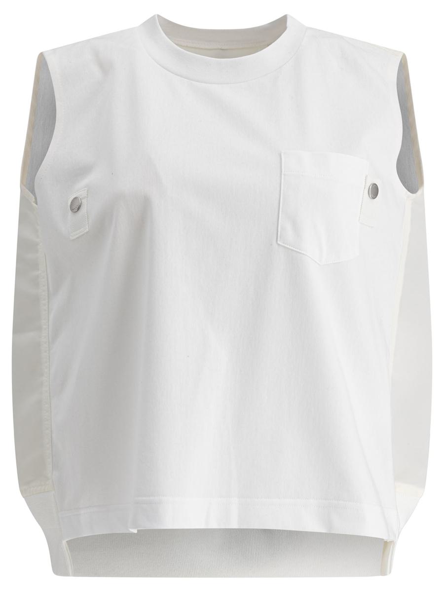 Sacai linne i bomullsjersey och nylontwill