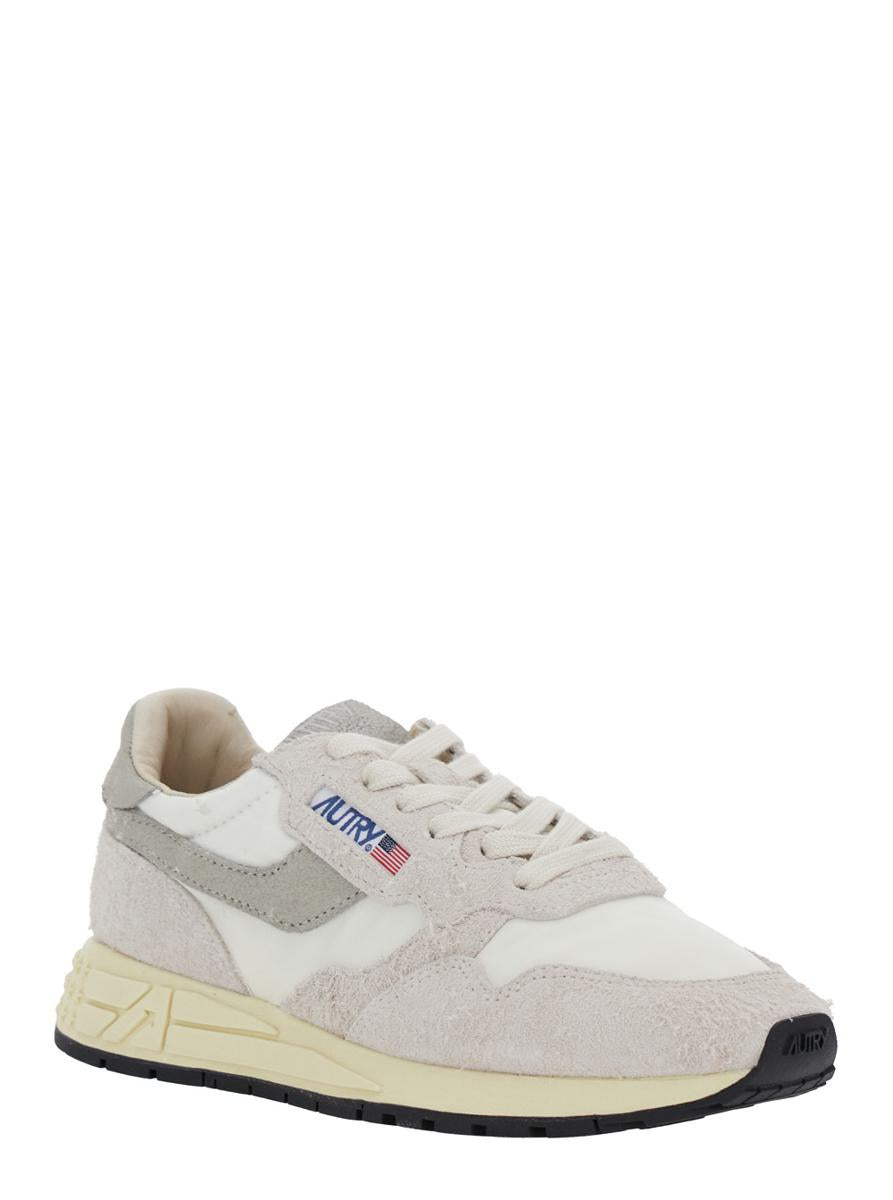 'Reelwind' Grå Låga Sneakers Med Logotypmärke I Läder Och Tyg Dam