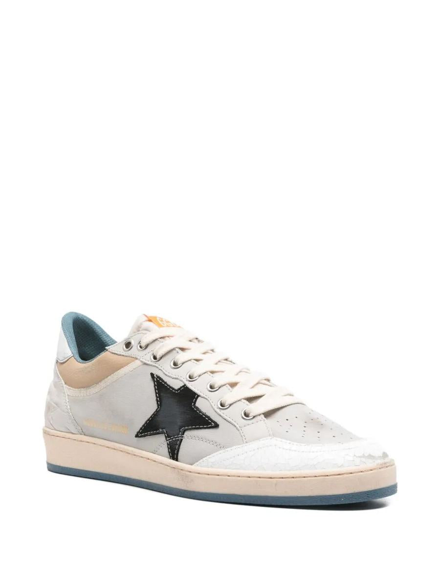 Golden Goose "Ballstar" Nubuck Och Nylon Övre Spricka Läder Tå Nylon Plös Nubuck Stjärna Laminerad Klack Läder Sporra Sneakers Skor