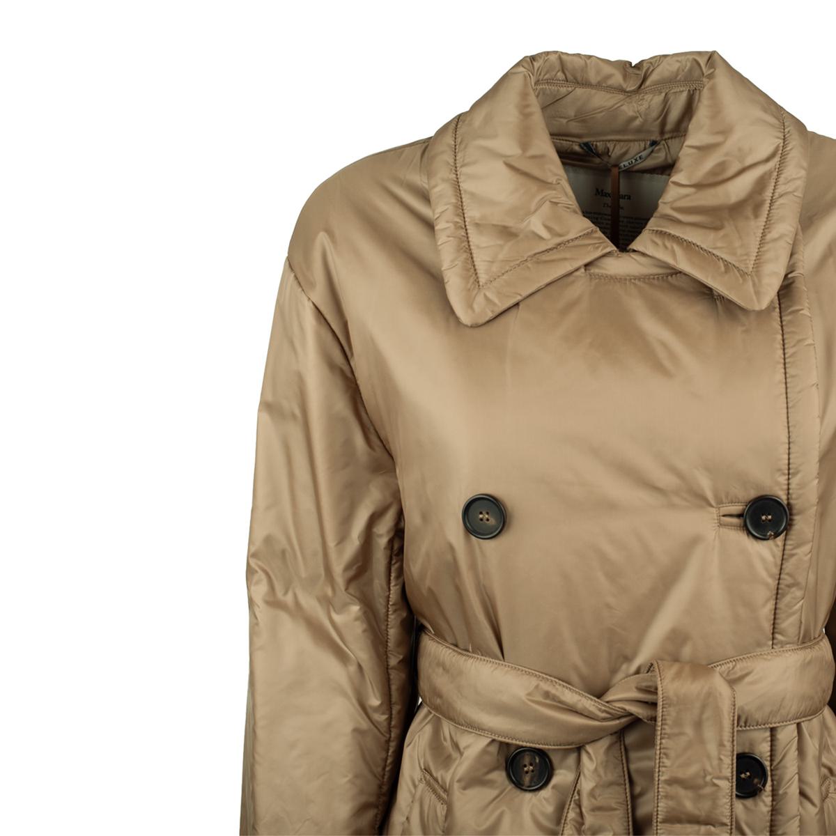 Max Mara Glansig Vadderad Dubbelknäppt Trenchcoat