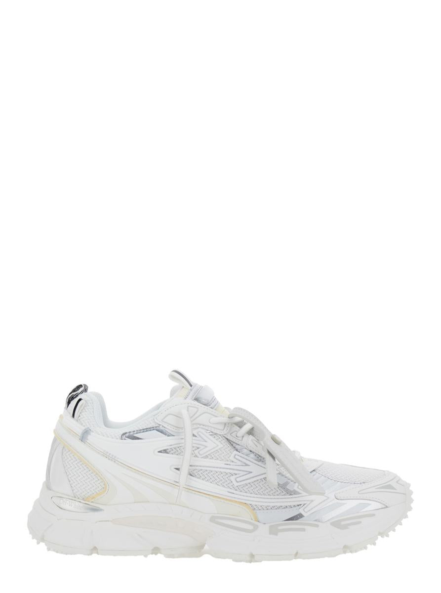 'Ow Be Right' Vita Låga Sneakers Med Dragkedja I Mesh Och Läder Herr