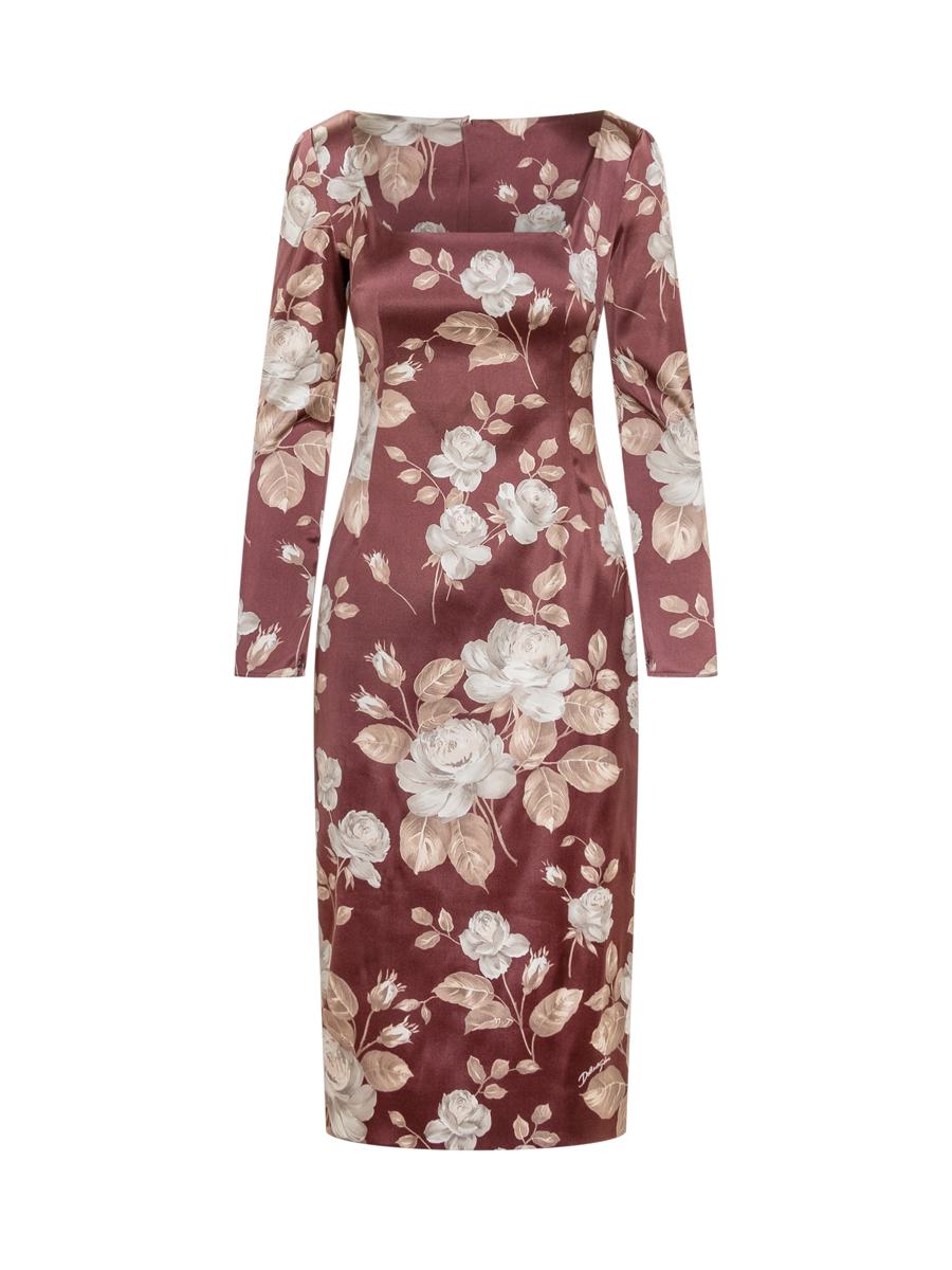 Dolce & Gabbana Dolce & Gabbana Blommig Klänning Med Rak Halsringning