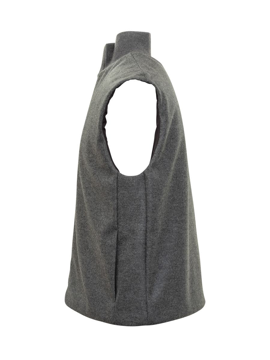 Jil Sander Gil Grå Ylleväst Med Dragkedja Jil Sander