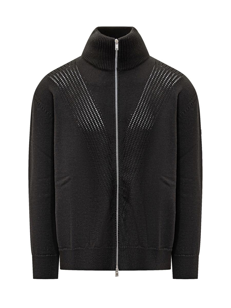 Jil Sander Svart Kofta I Teknisk Stickad Jil Sander