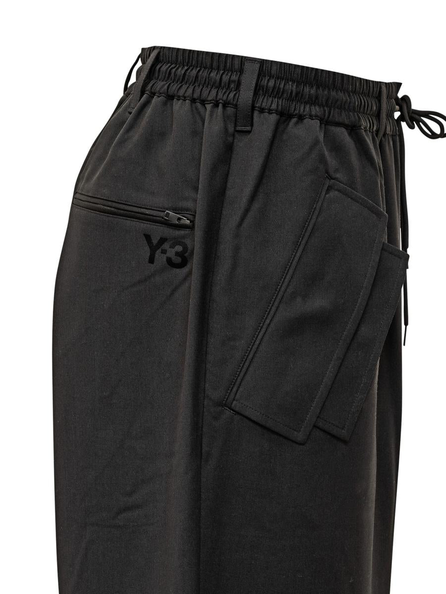 Y-3 Adidas Svarta Baggy Byxor Med Sidoband Y-3