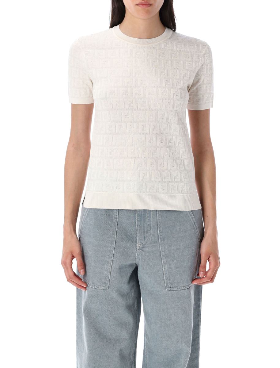 Fendi spets Ff stickad t-shirt