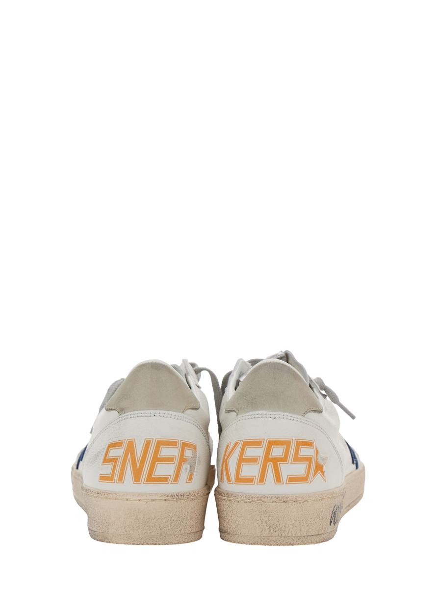 'Ballstar' Vita Låga Sneakers Med Stjärnmärke På Sidan Och Maxibokstäver Baktill I Läder Herr