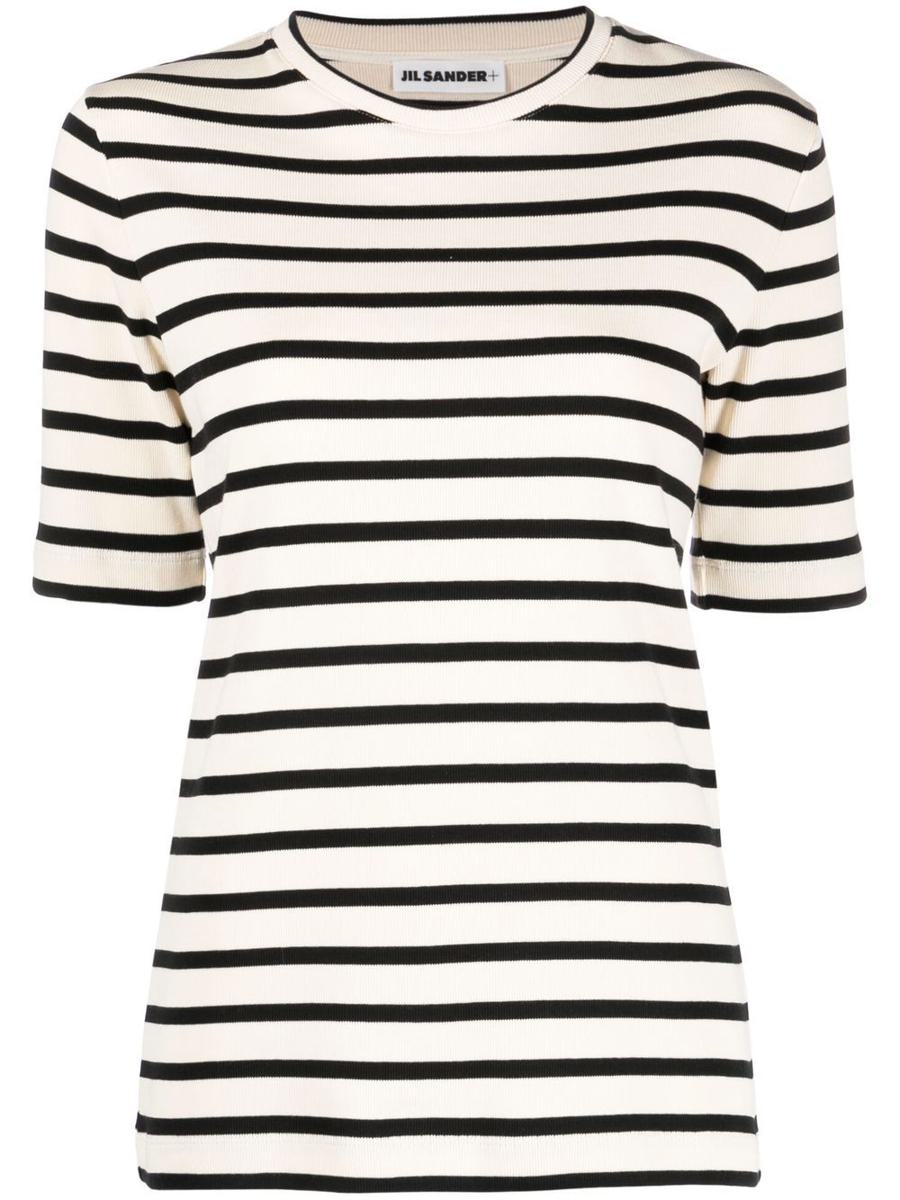 Jil Sander Vitrandig T-shirt Med Blå Ränder