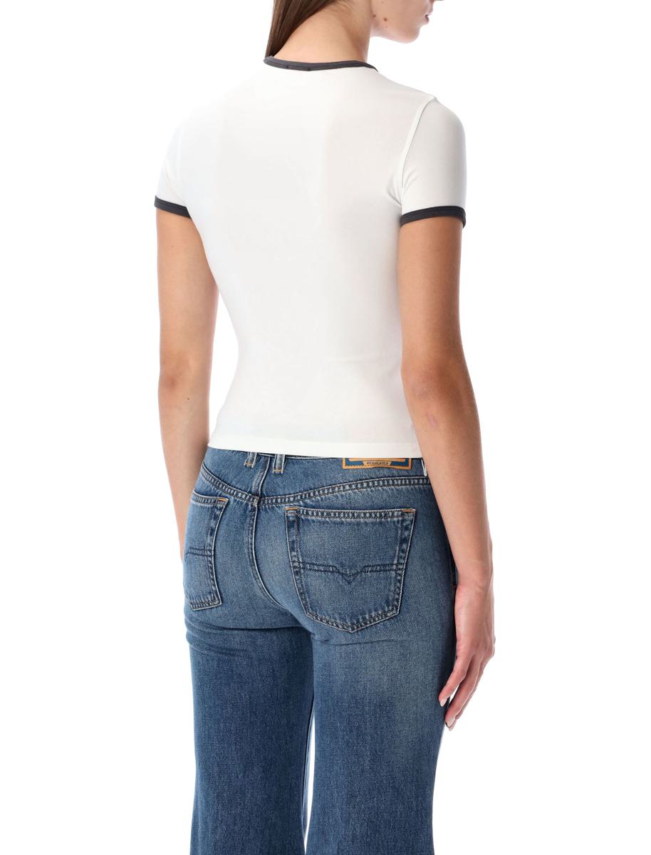 Diesel T-Uncuties-Lång-R13 Vit Slim-Fit Bomulls-T-shirt