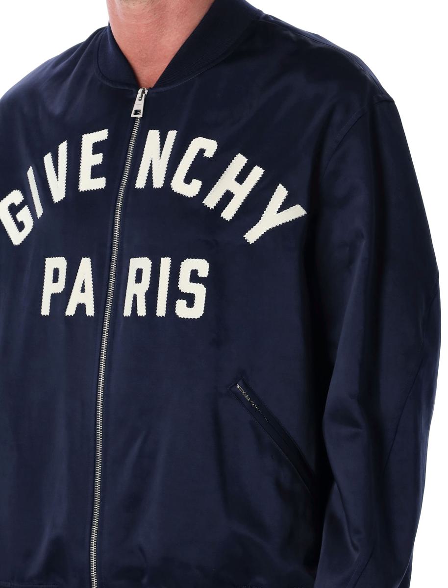Givenchy Marinblå Bomullssatin Blouson Med Dragkedja
