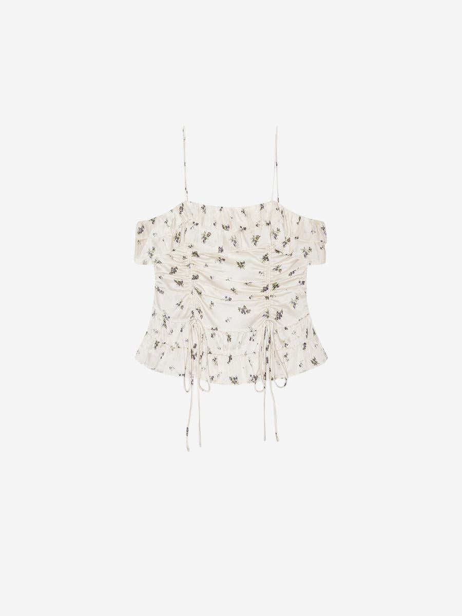 Ganni Mönstrad Satin Topp