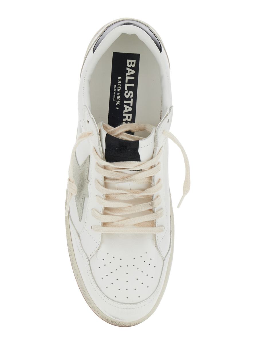 'Ballstar 2' Vita låga sneakers med stjärnmärke på sidan och laminerad klack i läder för män