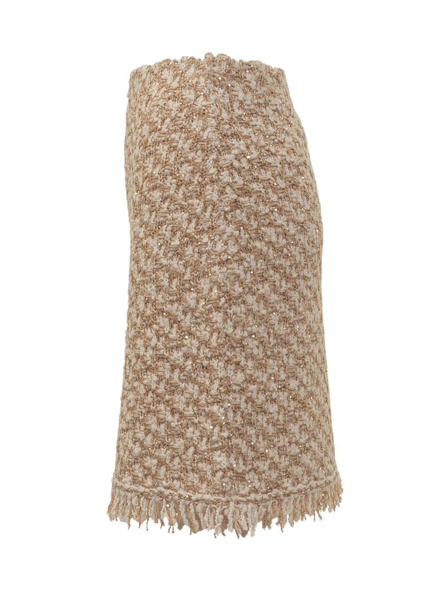Fabiana Filippi Beige Bouclé minikjol med fransar av Fabiana Filippi