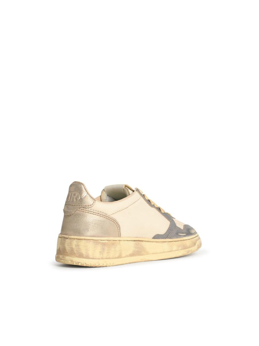 Autry 'Super Vintage' Silver- och platinafärgade lädersneakers