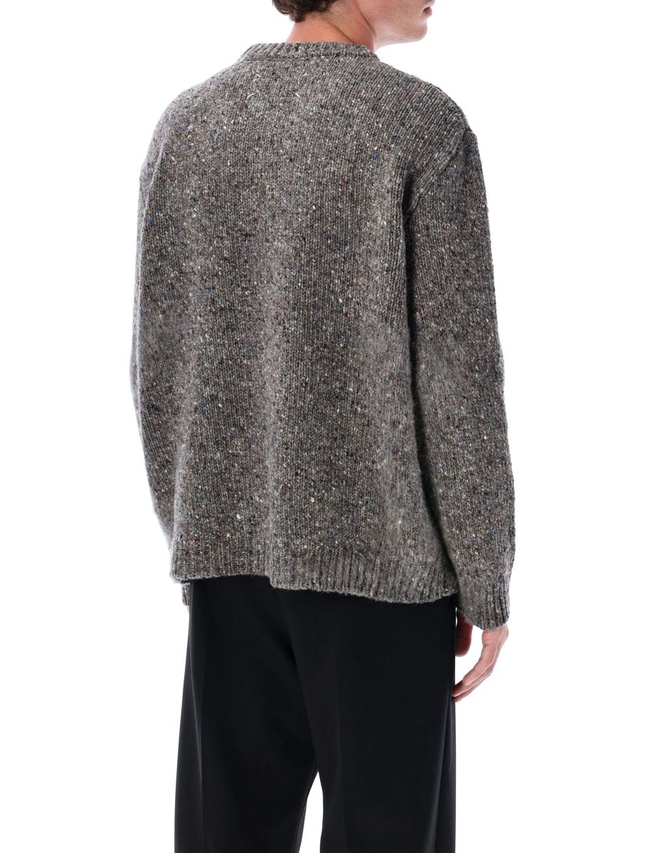 Maison Margiela Gråspräcklig Ulltröja med Rund Halsringning