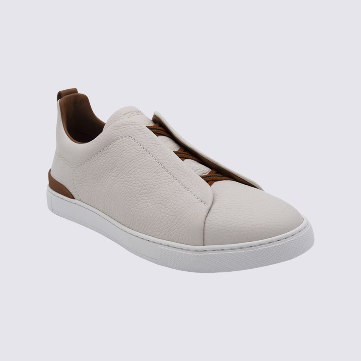 Zegna beige lädersneakers