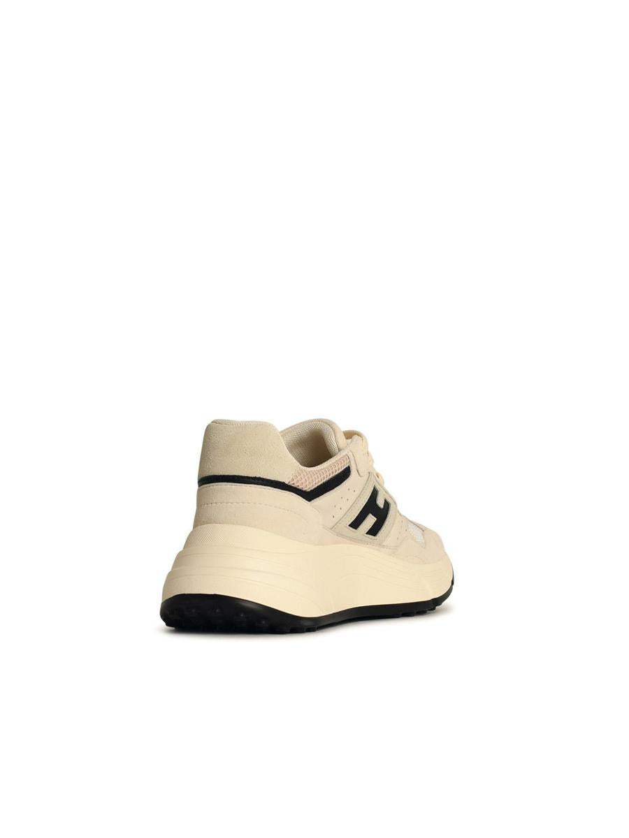 Hogan 'H669' krämfärgade sneakers i läderblandning