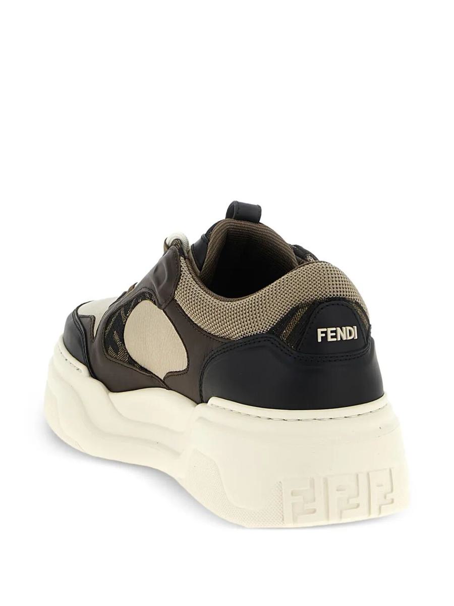 Fendi Force Lädersneakers Med Ff Jacquard Och Meshdetaljer Skor