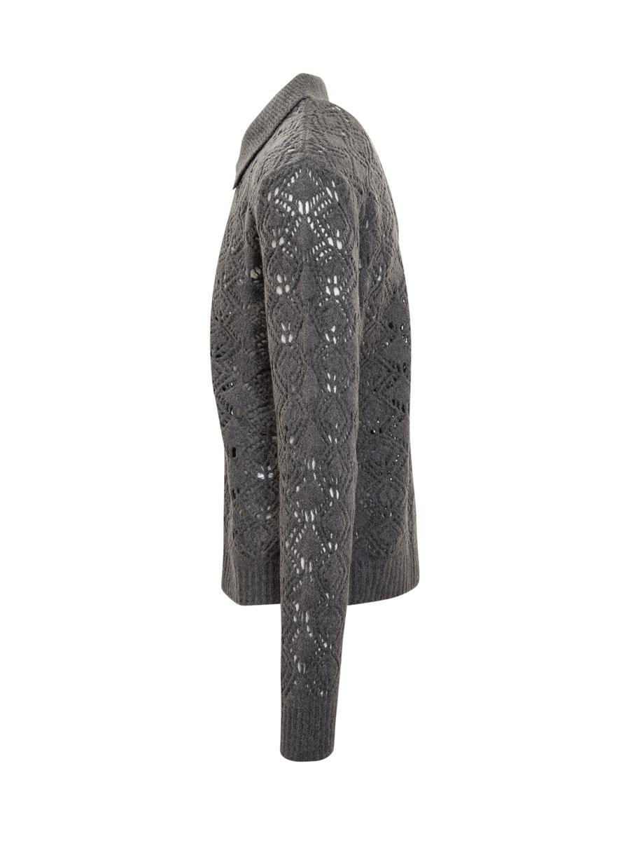 Jil Sander Jil Sander Grå Broderad Stickad Jacka